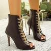 Fashion New Big Size 42 Sexy Thin High Heels Cross-tied Gladiator Sandals Women Elegant Black Dancing Party Shoes Stiletto Ankle Booties