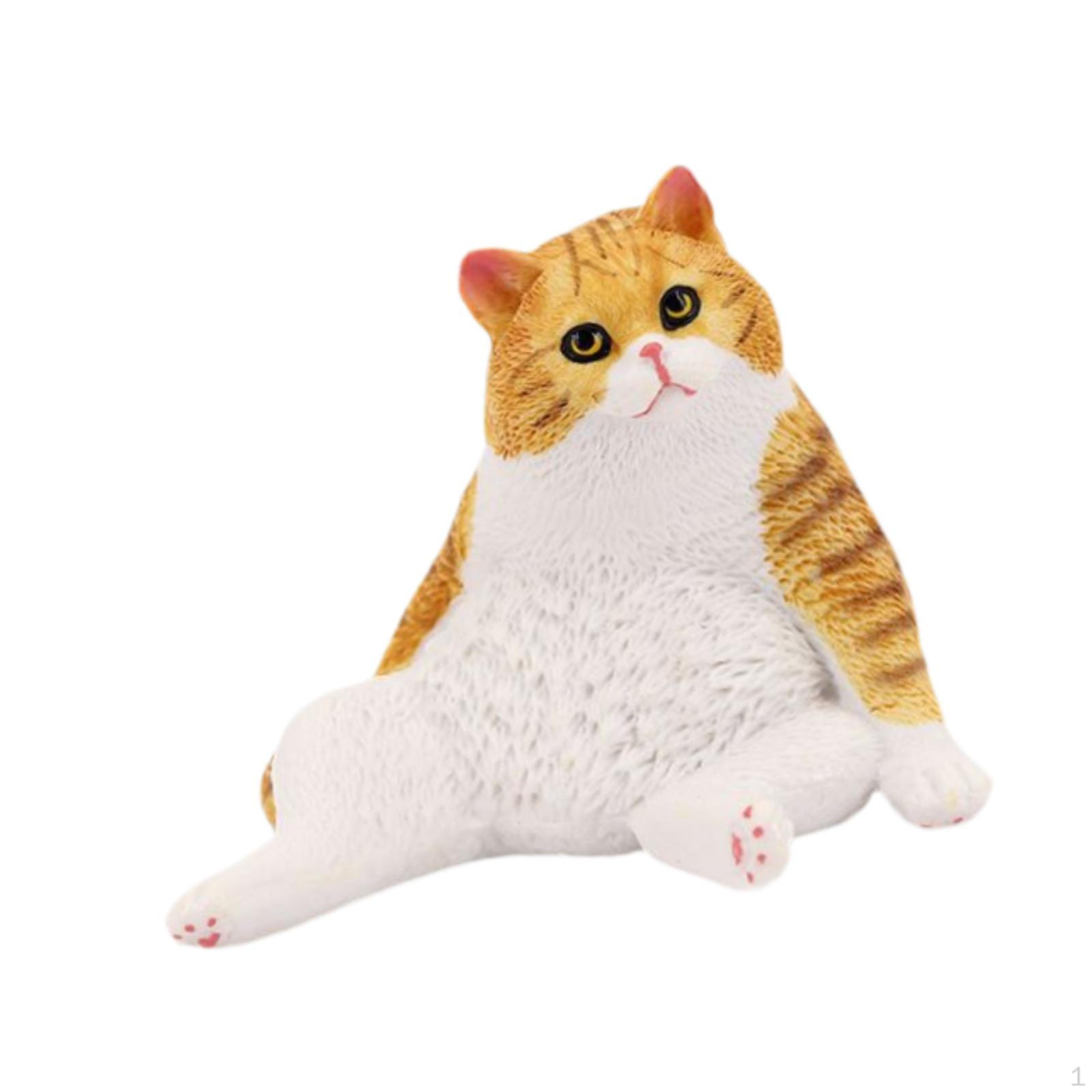 

Фигурка кошки, игрушка в виде животного, реалистичная скульптура, украшение на торт, имитация фигурки котенка на Пасху жёлтый