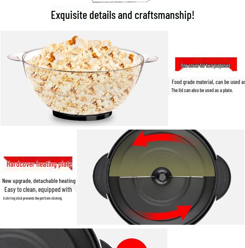 Red Compact Electric Children's Home Popcorn Maker RH906 - Oil & Sugar Compatible