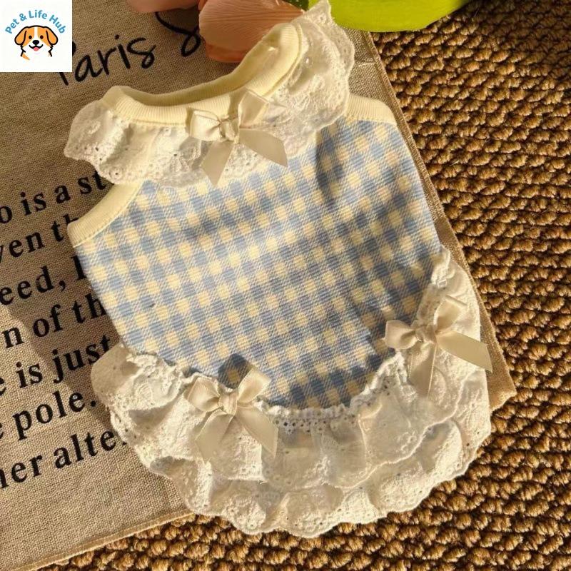 Summer new style pet cat and dog clothes. Small puppies and teddy bear-like puppies in cute princess-style casual with bows
