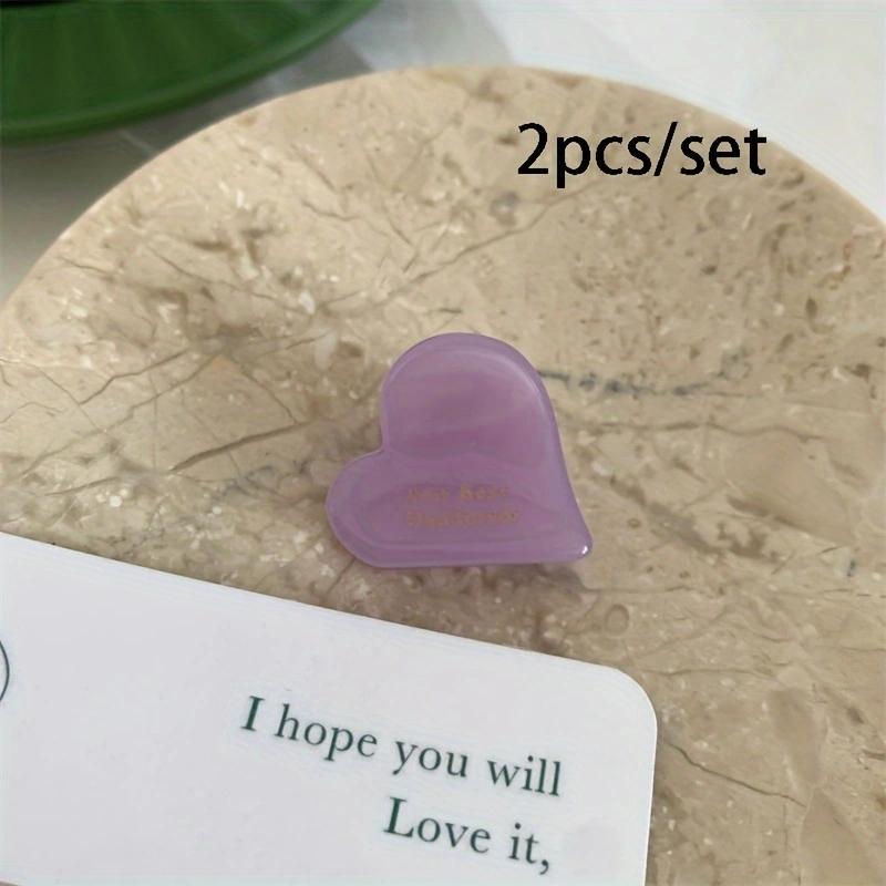 2pcs/set Cute Mini Acetate Heart Flower Geometric Hair Claw Plain Color Small Shark Clip Side Pins Women Hair Accessories