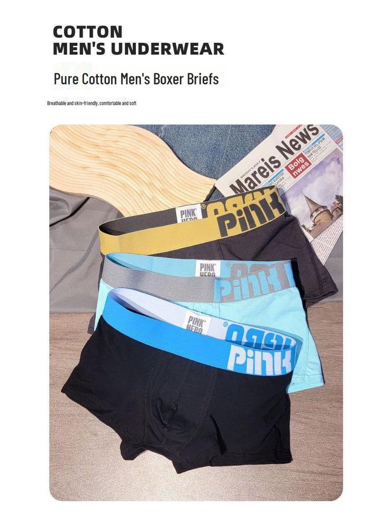 Men's Mid-Rise Cotton Boxer Briefs - Comfortable, Breathable, Trendy Four-Corner Design