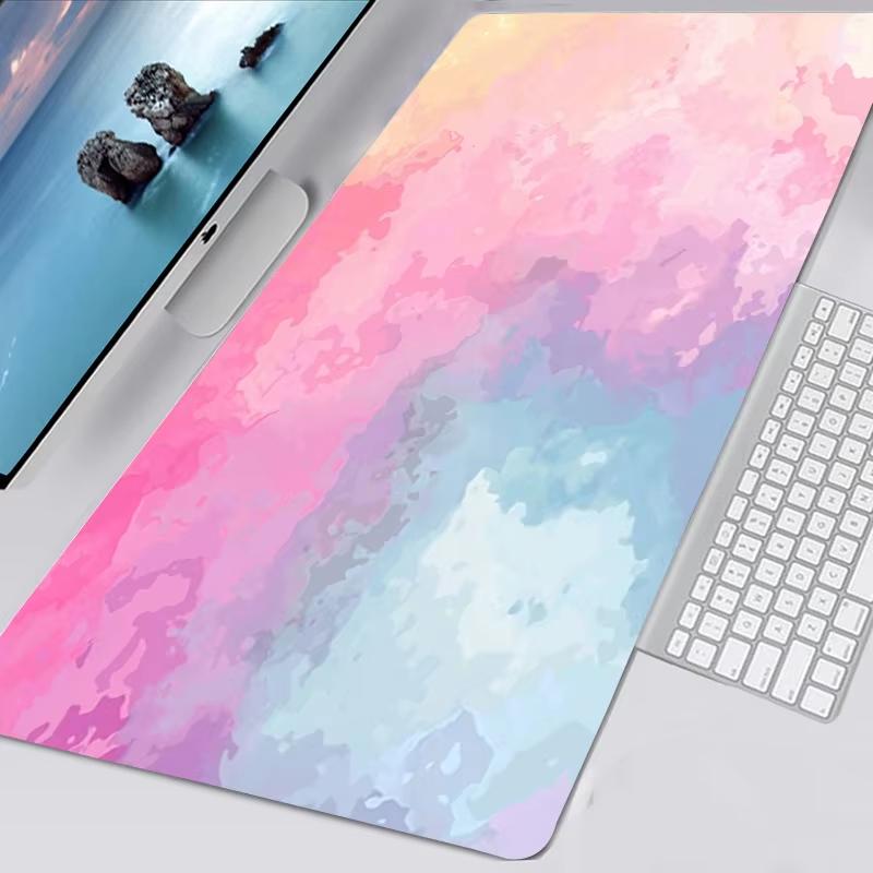 Ocean Blue Marble Pattern Desk Mat Waterproof Nonslip Extended Mouse Pad