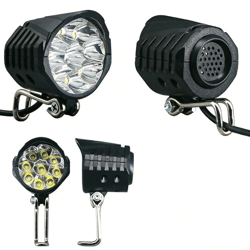 High Brightness Electric Bike Scooter Lamp with Horn Universals Electric Scooter LED Front Light Easy to Installation