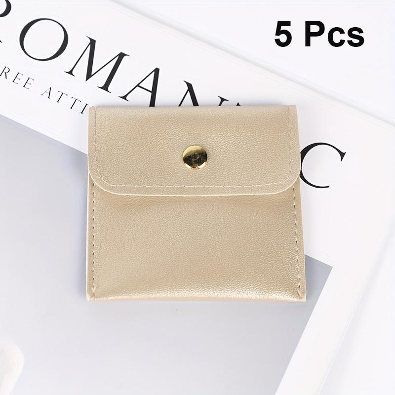 5pcs Faux Leather Jewelry Pouches Assorted Colors Snap Closure Bags for Rings Pendants Necklaces Jewelry Organizer Storage