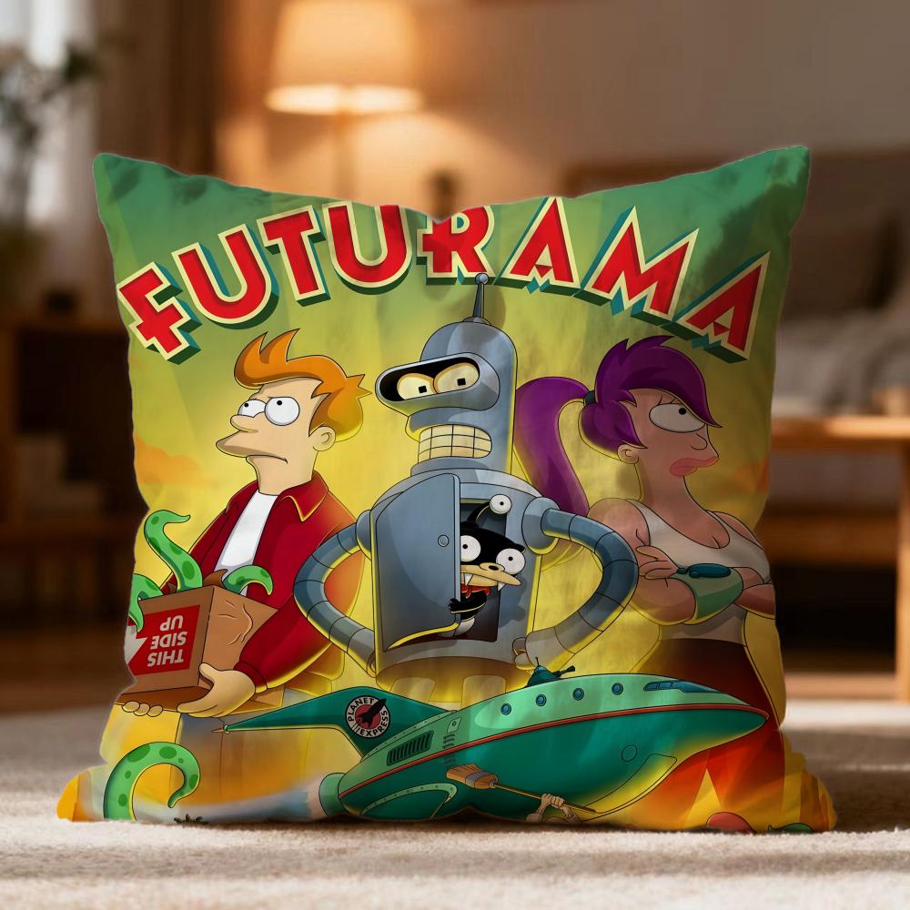 Popular FFuturamaes Cushion Cover Soft Washable Pillow Case Multi-Scene for Couch Bed Travel Office Use