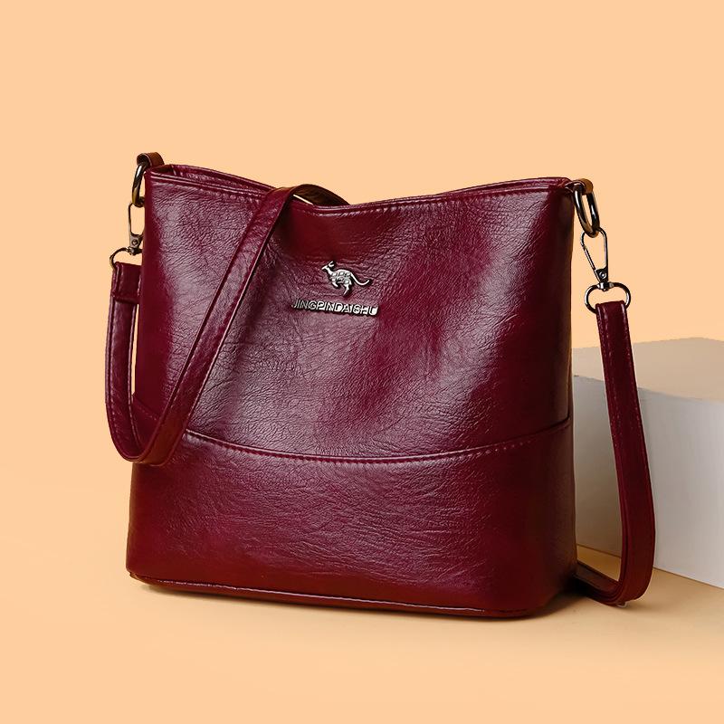 Einfache Bucket Bag Retro Damenhandtasche Großvolumige Pendler-Ein-Schulter-Umhängetasche