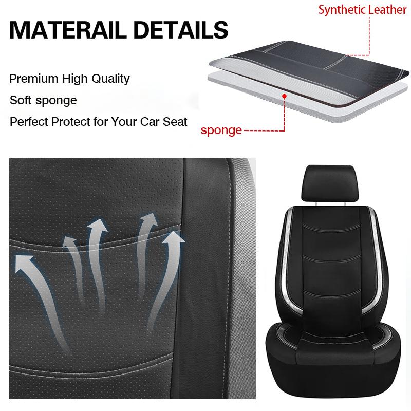AUTO PLUS Universal Car Seat Cover Set Pu Leather Vehicle Cushion Full Surrounded Protector Fit Most Car Suv Truck  Accessories