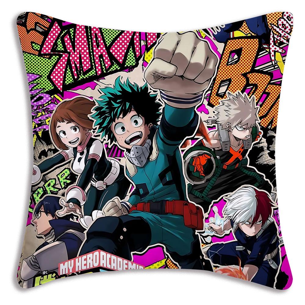 Anime My h-Hero Academias Pillow Covers Cartoon Sofa Decorative Home Double-sided Printing Short Plush Cute Cushion Cover