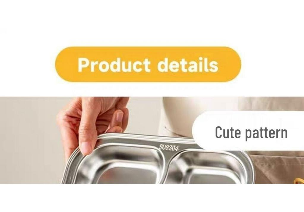 304 Stainless Steel Baby Plate - Compartmentalized, Anti-Fall, Food Safe for Kids