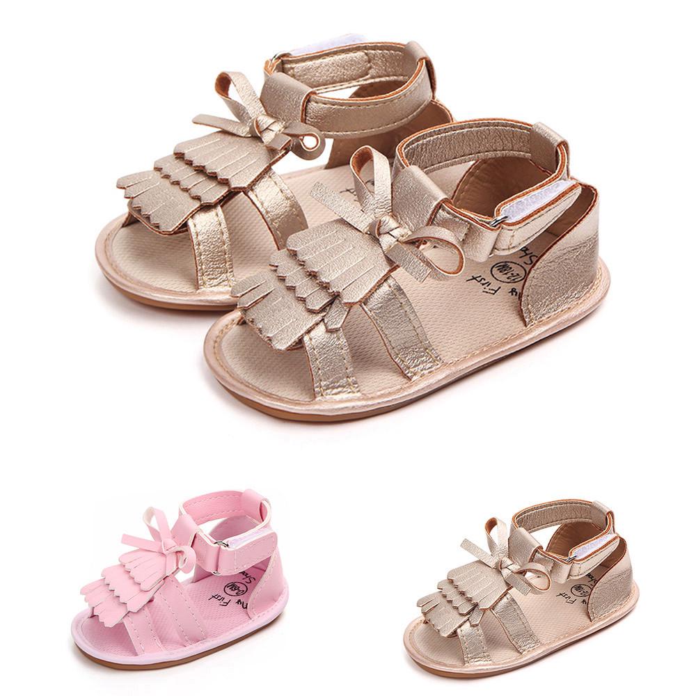 Buy JNE Shoes Bow Soft Tassel Crib Antislip Summer Shoes Infant Baby