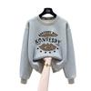 2025 pure cotton sweater women's spring and autumn models round neck loose and thin winter velvet thickened long sleeves student ins