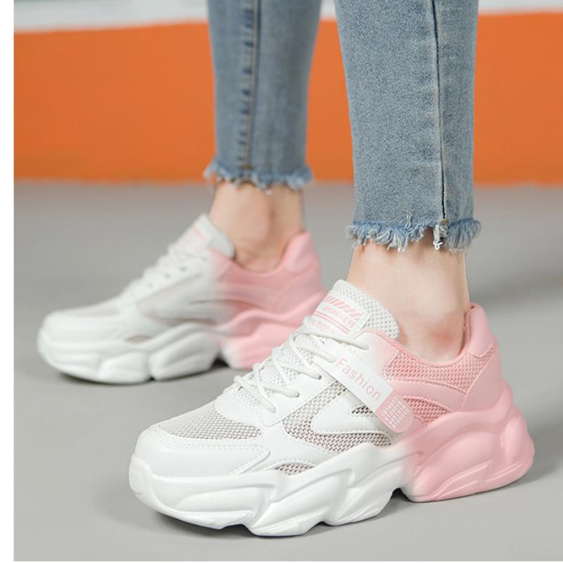 Новые женские кроссовки дышащие полые летние повседневные туфли на платформе 35 синий — фото 10