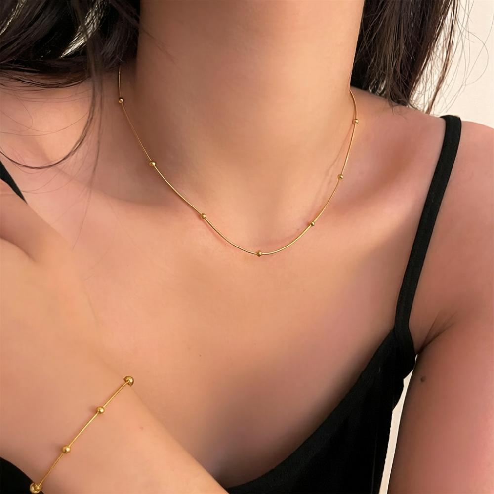 1PC Snake Bone Chain Bead Jewelry, Light Luxury and High-end Commuting Versatile Neck Chain, A Must for Spring and Summer Wear
