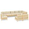 Vidaxl 9-Cz. Garden Lounge Set, Cream Cushions, Pine