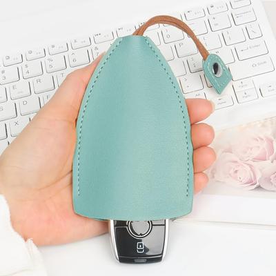 Faux Leather Key Holder Organizer Retractable Car Keychain Pouch Anti-Loss Portable Key Storage Cover Snap-Closing Device
