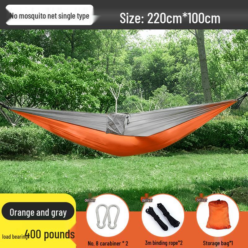 Outdoor Anti-Rollover Hanging Chair Hammock - Single/Double, Color-block Nylon, Parachute Cloth, Lightweight Swing.