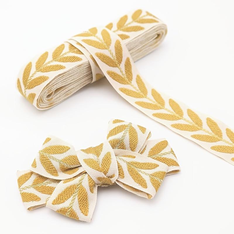 Embroidered Leaf Embroidered Trim Ribbon Satin - Multi-Color Options Decorative Ribbon Fabric 0.91 Meter Pack for DIY Sewing Craft