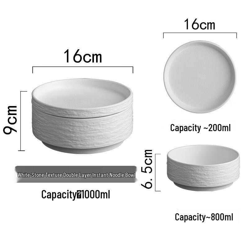 Abay Japanese Style Rock Pattern Ceramic Noodle Bowl with Lid
