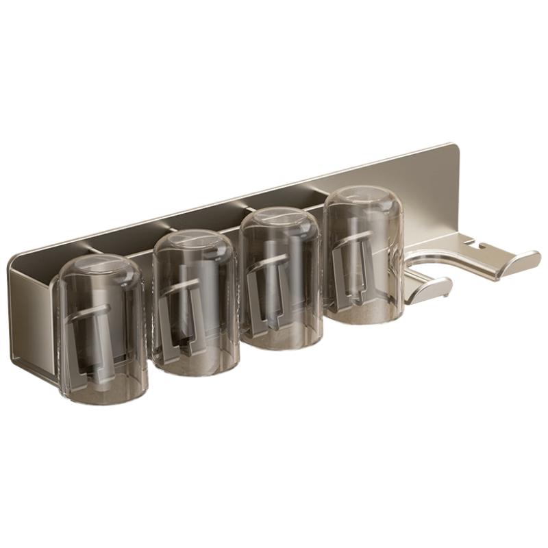 Gunmetal Gray Drill-Free Toothbrush & Hairdryer Holder