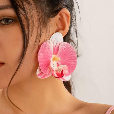 Schmetterlingsorchideen-Anhänger-Ohrringe mit übertriebenem großem Blumendesign, perfekt für personalisierte Damen-Ohrringe und Weihnachtsgeschenke.