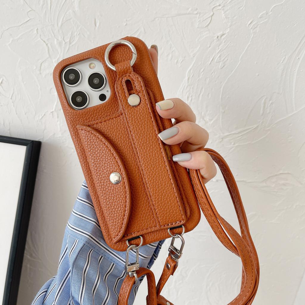 Handgelenkschlaufe Umhängeband Hülle für iPhone 13 12 Mini 15 14 11 Pro XS Max X XR 7 8 Plus Kartenhalter Brieftasche Lederhülle