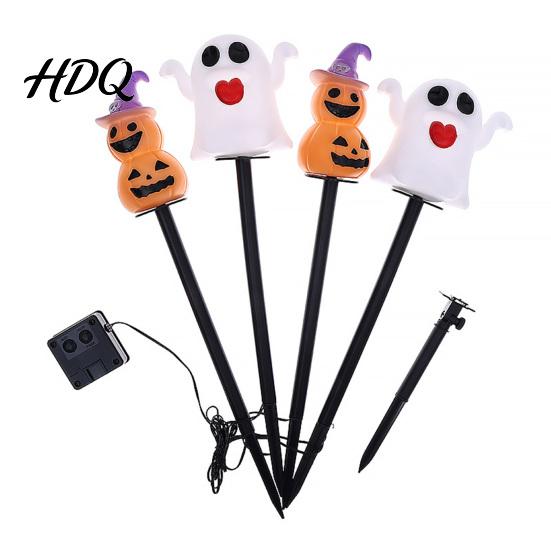 Halloween Party Lawn Decorations 4Pcs/Set Solar Ghost Stake Light 4-in-1 Pumpkin with LED Garden Landscape Lighting Lights Waterproof Decorative