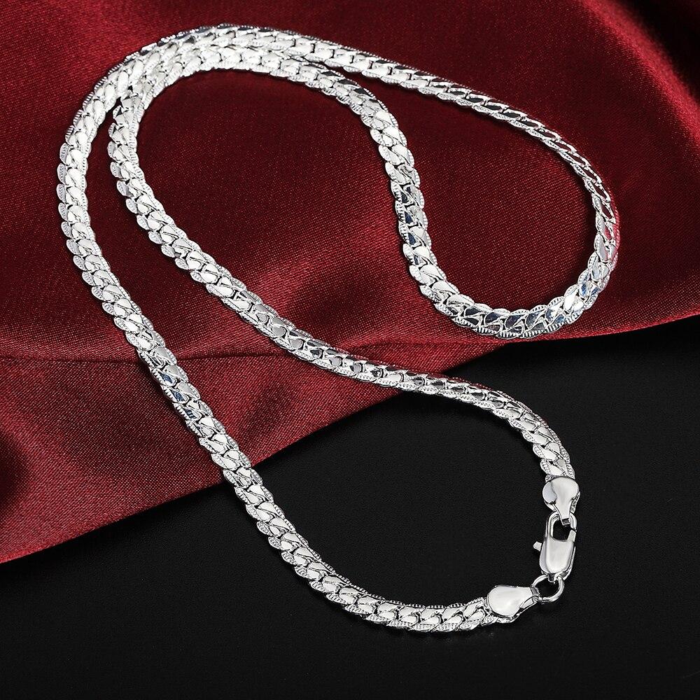 

Silver Color Luxury Brand Design Noble 6mm Necklace Chain for Woman Men Fashion Wedding Engagement Jewelry 40cm 16inches