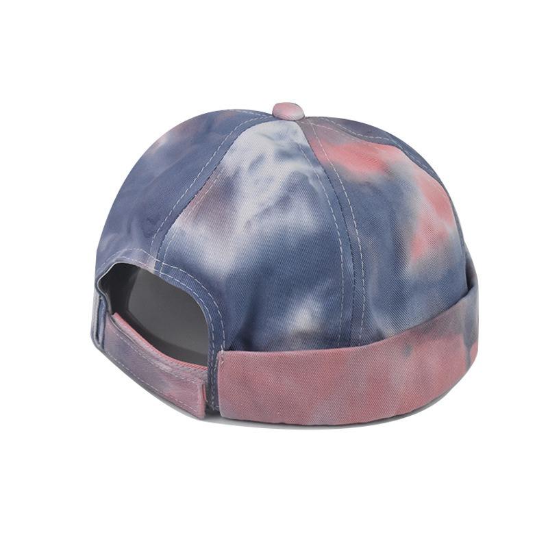 Hat Couple Tie Dyed Melon PU Leather Hat Round Hat Men and Women Korean Street Instagram Trendy Brand Cold Hat Landlord