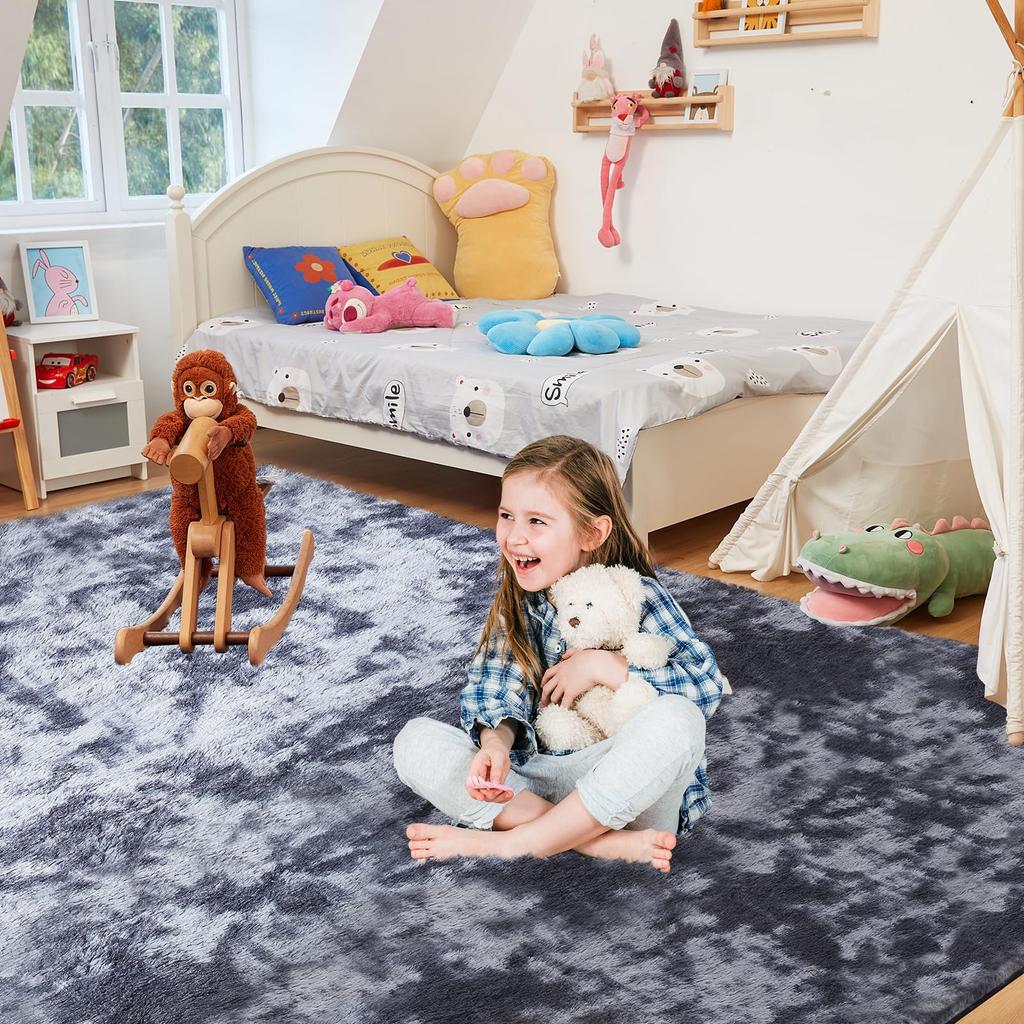 Alfombra Ultra Suave para Sala de Estar, Alfombra de Felpa de Pelo Largo para Dormitorio, Decoración para Habitación de Adolescentes, Dormitorio Universitario, Guardería, Hogar, Felpudo Duradero Antideslizante