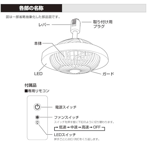 OHM Electric Fan-Equipped LED Rail Light for Lighting Ducts, Black, ORL-FL01-K 06-5024
