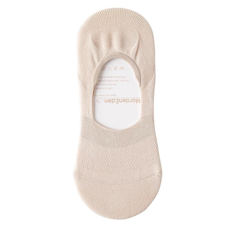 Female Summer Thin Cotton Breathable Sweat Absorbable Non Slip Heel Boneless Invisible Socks