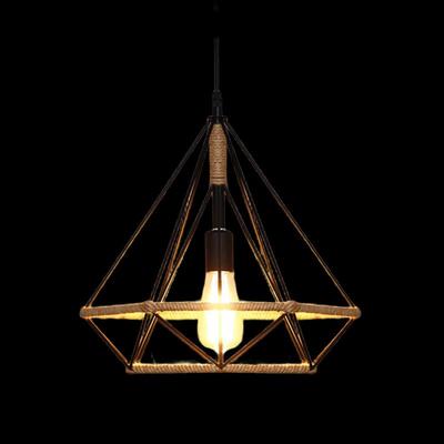 Vintage Industrial Hemp Rope Diamond Chandelier