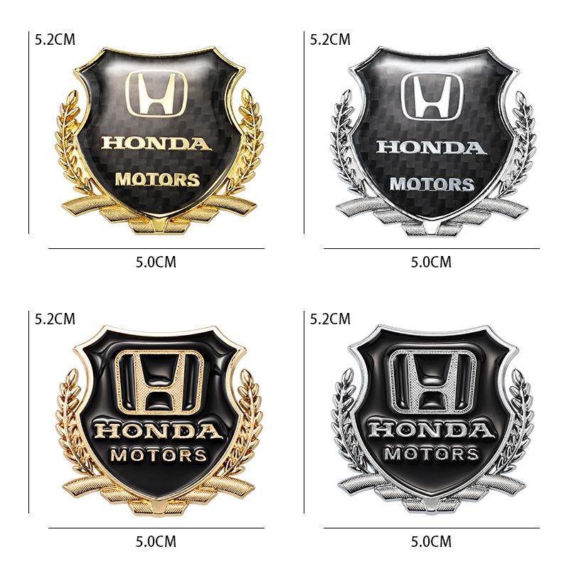 AAALY1 2Pcs Car Logo Metal Sticker Window Trunk Emblem Accessories For Honda Civic Fit Jazz Accord Pilot CRV Odyssey Passport City HRV