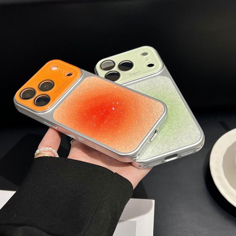 Stylish Acrylic Case With Sparkle Glitter Gradient Window IPhone 14 15 16 17 Pro Max Full Coverage Drop Protection