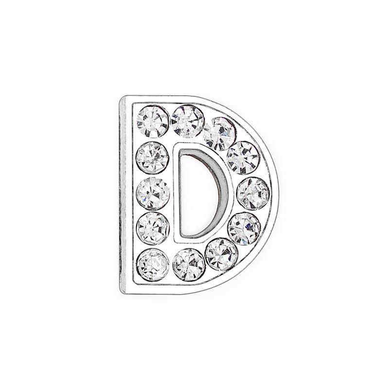 High Quality Bling Rhinestone Slide Letter Charms Stainless Steel with 10mm Hole for Pet Collars for Dogs A-Z 26 Letters