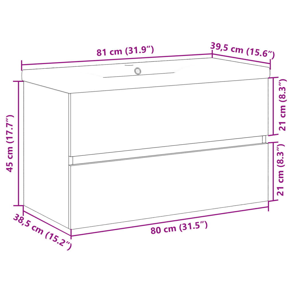 2 Piece Bathroom Furniture Set Concrete Grey Particleboard