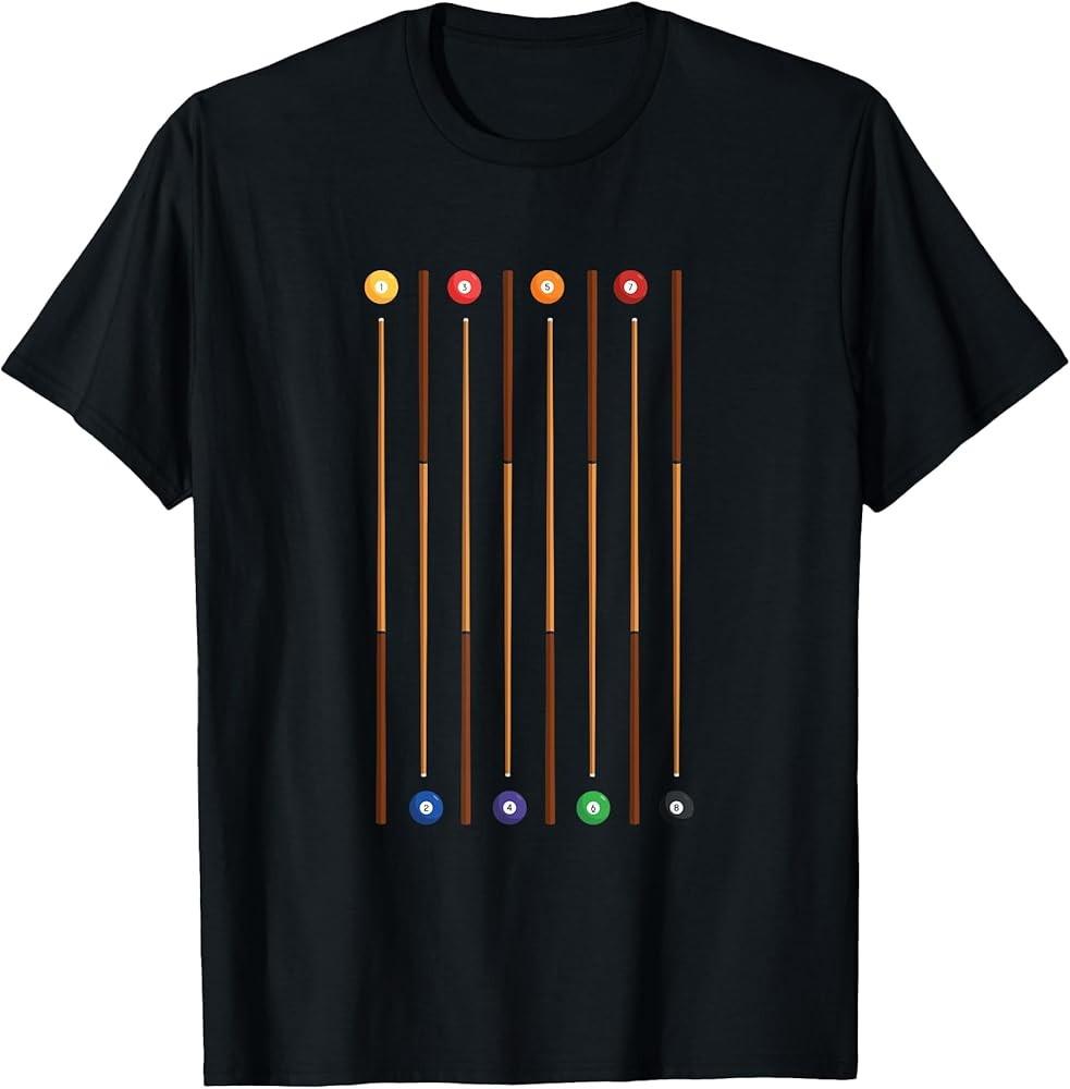 

Biliard Cue Stick And 8 Pool Balls Awesome Game TShirt Unisex T-Shirt L