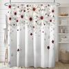 1pc Simple Fashion White Flower Pattern Printed Shower Curtain, Polyester Fabric with Hooks, Simple Style Window And Wall Bathtu