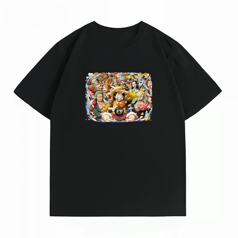 Unisexs Clothing New 100 Cotton Summer TShirt Bandai One Piece Unisexs TShirt Straw Hat Crew Print Casual Unisexs TShirt S