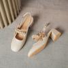 Wunderschöne 5cm Mary Jane Einzelne Schuhe Mädchen Fee Perle Kleine Hohe Absätze Dicke Absätze Schleife Weiches Leder Sandalen