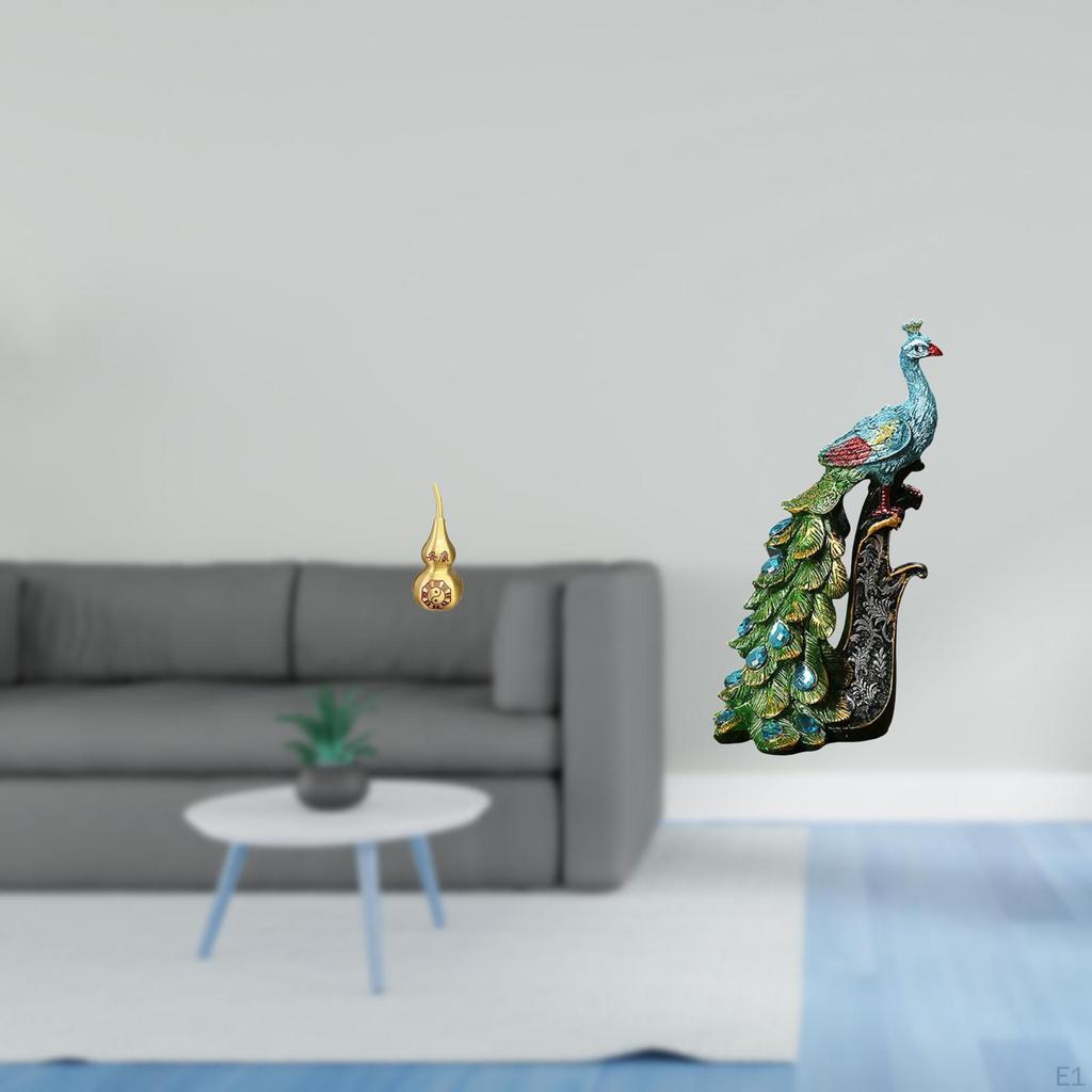 Brass Gourd And Peacock Statue Feng Shui Animal Sculpture Collection Elegant Tabletop Centerpiece