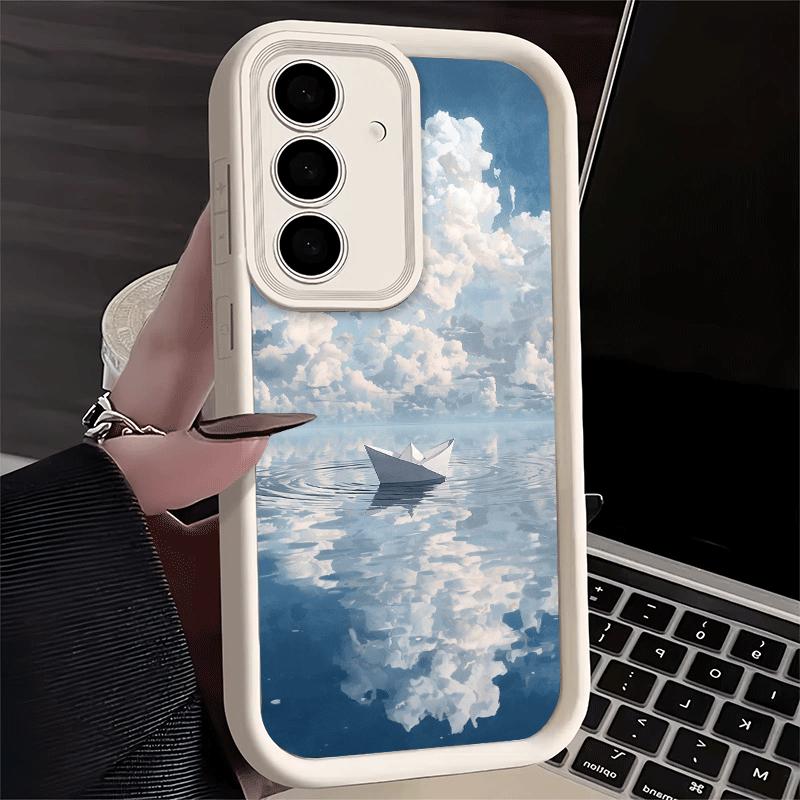 Phone Case for Samsung Galaxy S26 S25 Ultra S24 FE Paper Airplane Boat Dream Shell S23 Plus S22 + S21 S20 5G Soft Silicone Funda