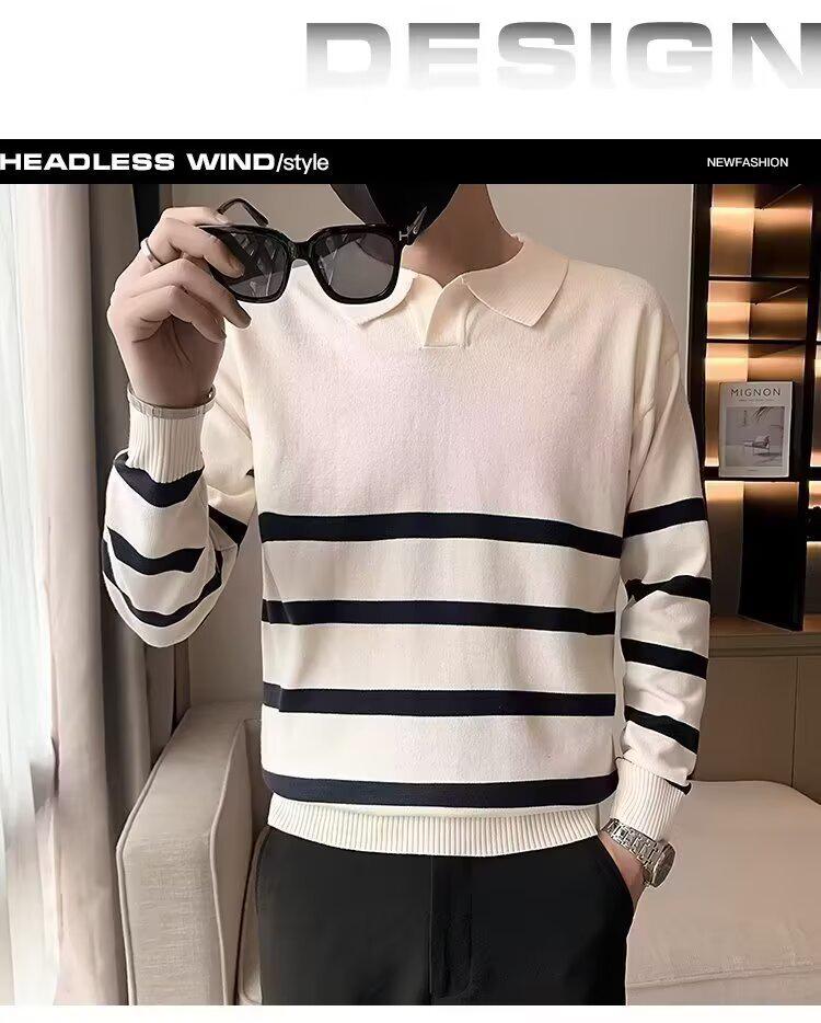 Men's Slim Lapel Knitwear: Versatile Casual Sweater for Spring and Autumn