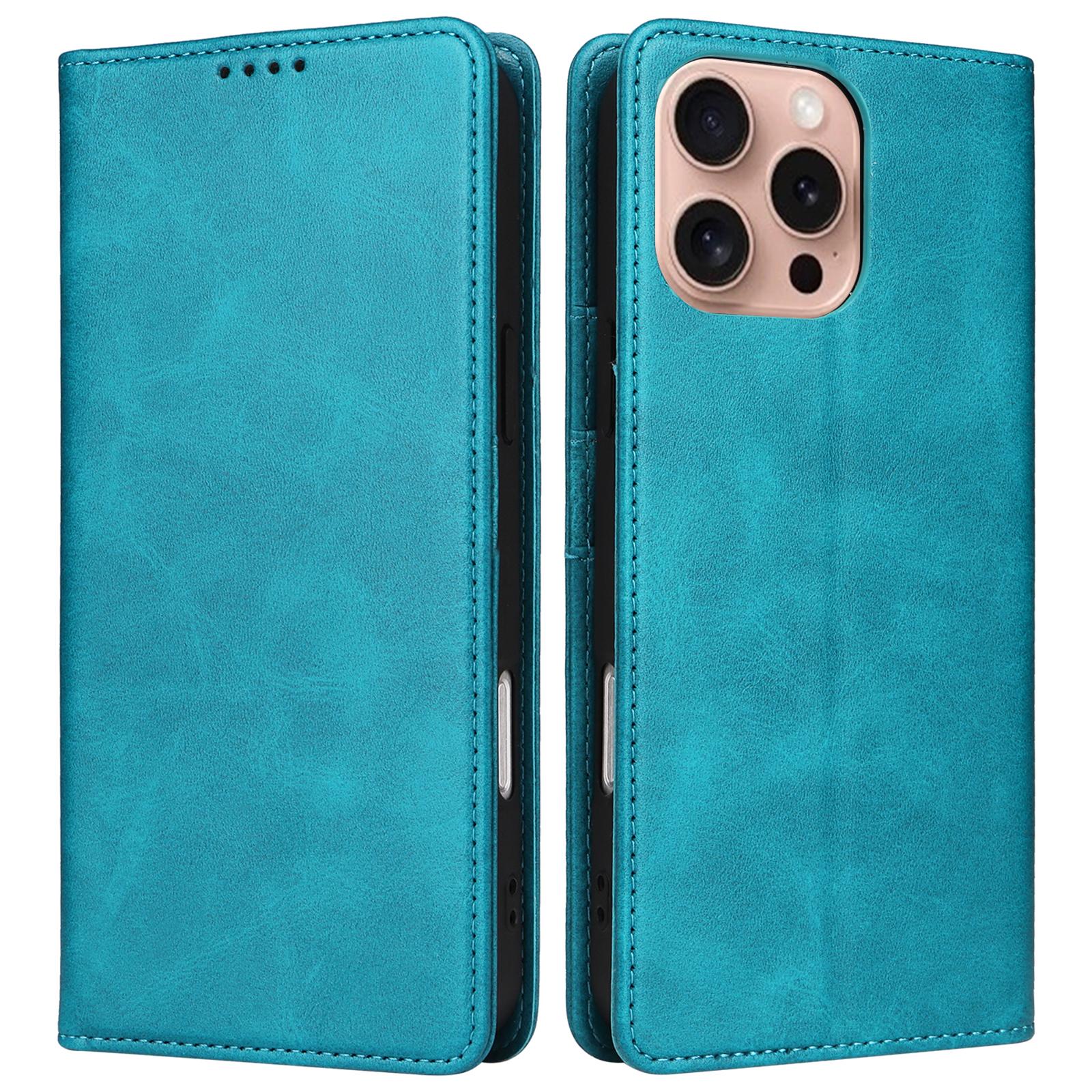 

Для iPhone 16 Pro Чехол с RFID-блокировкой из ПУ кожи, откидной чехол-книжка для телефона Peacock Blue