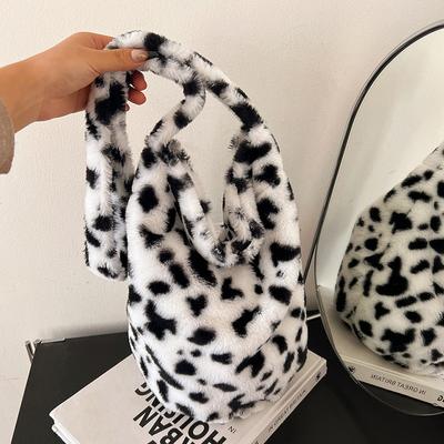 Tendência Outono e Inverno Bolsa Tote Macia Encerada Fofa Fashionável e Popular Versátil Amor Estampa de Leopardo Ombro Mensageiro