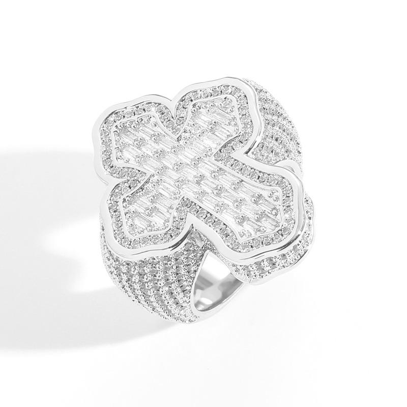 Hip hop ring - personalized cross ring with micro-paved cubic zirconia for men