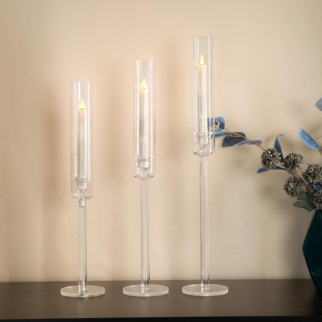 Acrylic Candle Holder for Table Centerpieces,Candlestick Holders for Wedding Living Room Decor, Use for Flameless Led Taper Cand