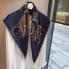Spring and Autumn Premium Triangle Scarf Double Layer Satin Korean Edition Small Shawl Silky Smooth Foreign Style Neck Protection Silk Scarf Scarf