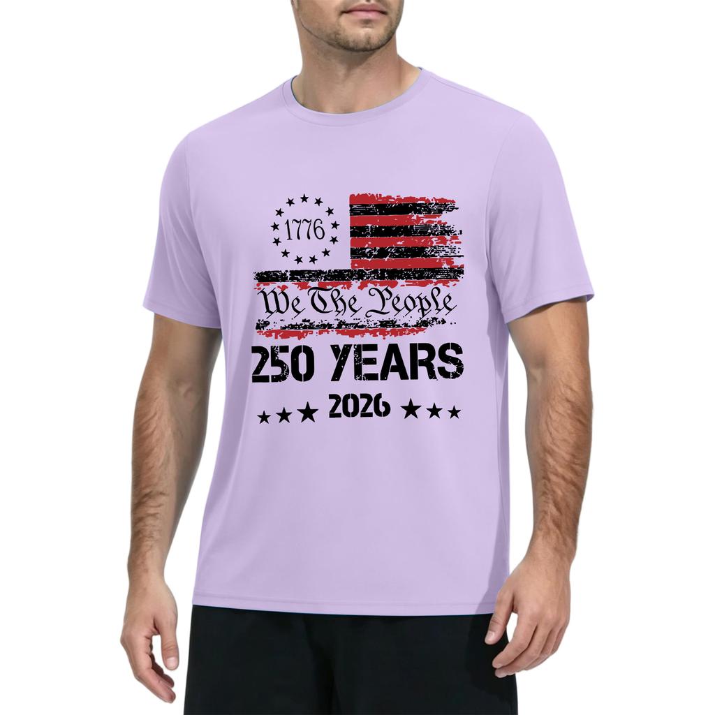 Men's Summer Quick Dry Short Sleeve T Shirt Lightweight Sun Athletic Workout Top with Printed Graphic Design